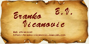 Branko Vicanović vizit kartica